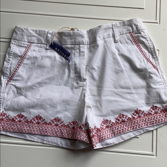 Artisan Ny Pants - NWT Artisan NY Embroidered Twill Shorts SZ 6